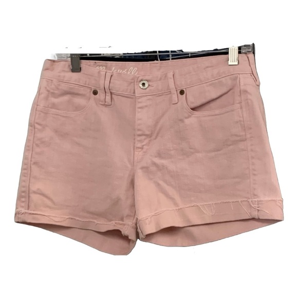 MADEWELL Mid Rise Cuffed Light Pink Denim Shorts Size 28 - Picture 1 of 9